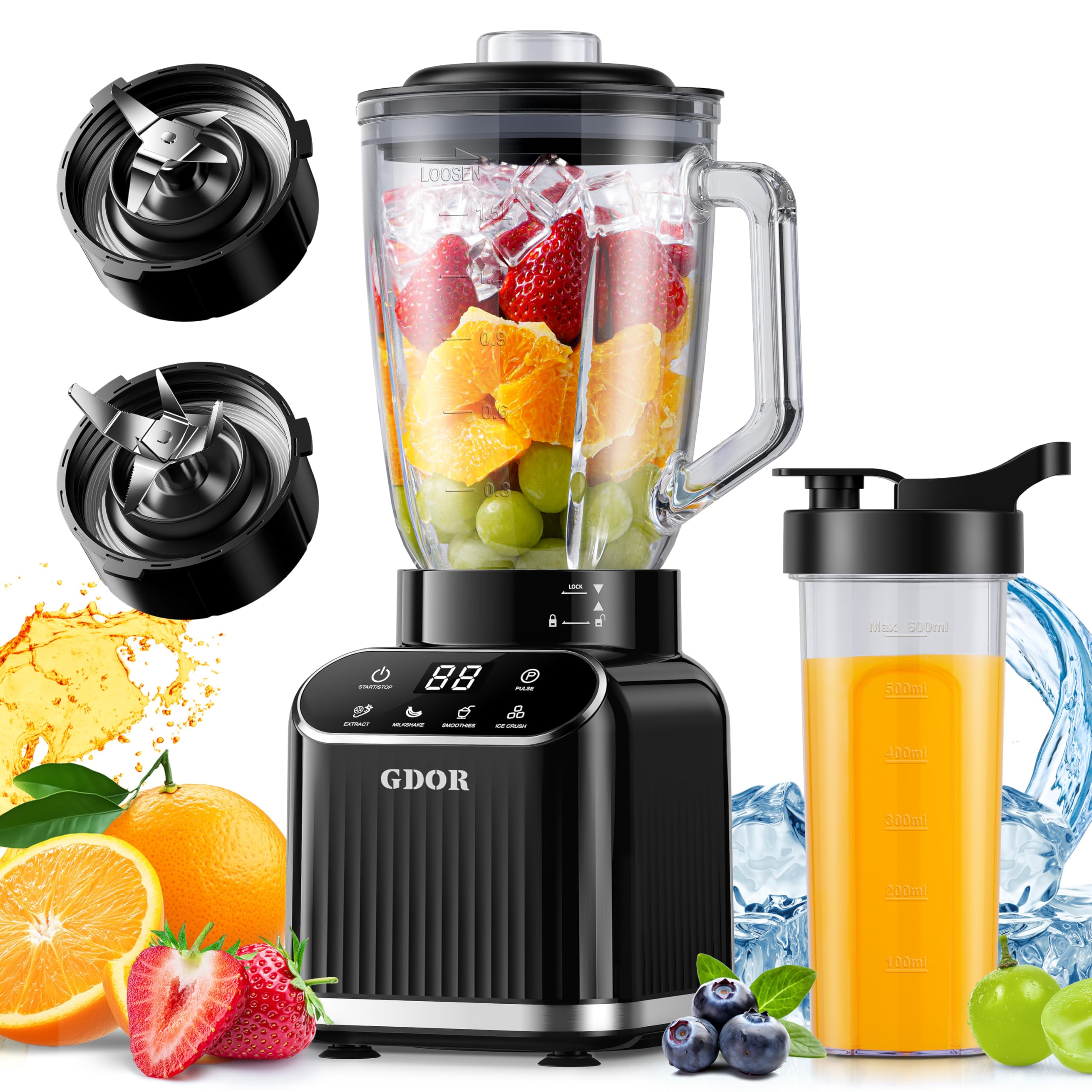 GDOR Professional Blender 1200W motor for silky smoothies