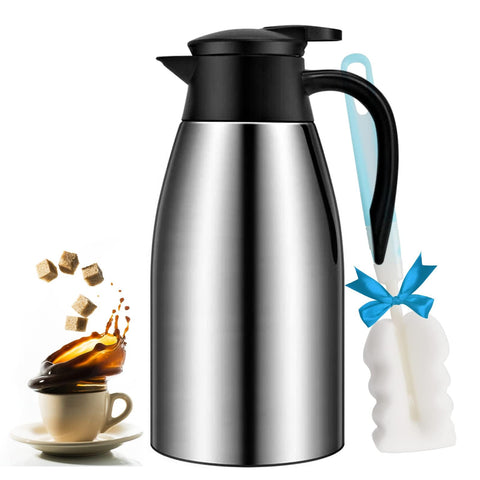 GearRoot 68oz coffee carafe pour shows one-handed operation and hot beverage readiness.