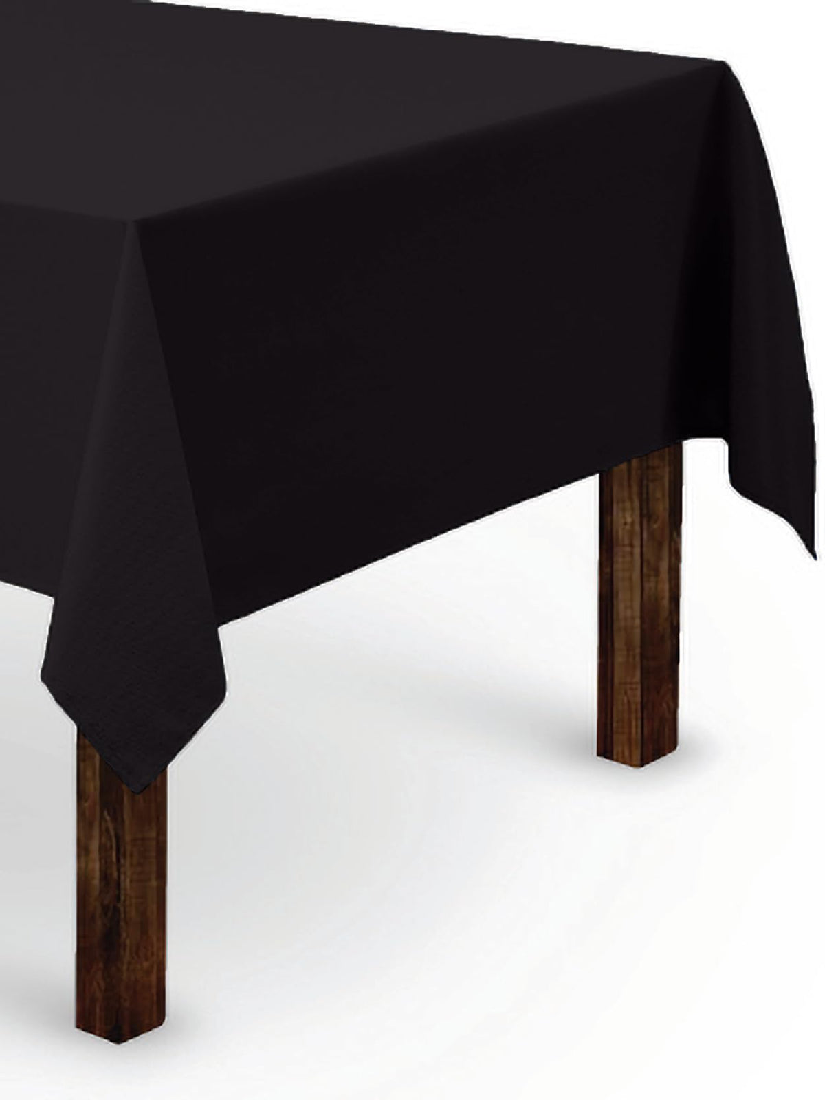 Gee Di Moda rectangle tablecloth on table for a sleek black look