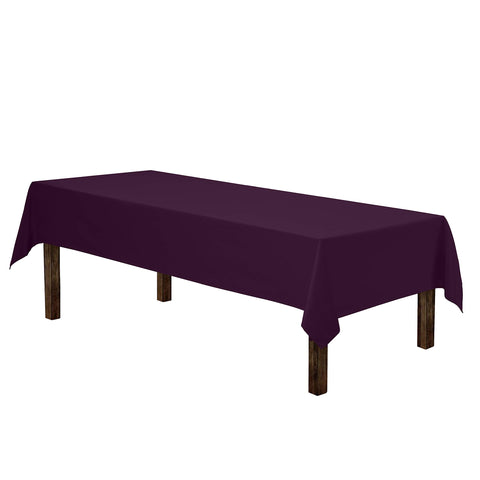 Gee Di Moda eggplant tablecloth close-up showing durable polyester fabric