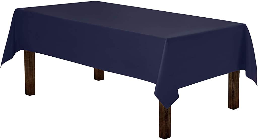 Gee Di Moda navy rectangle tablecloth drapes gracefully for formal dining and easy cleanup