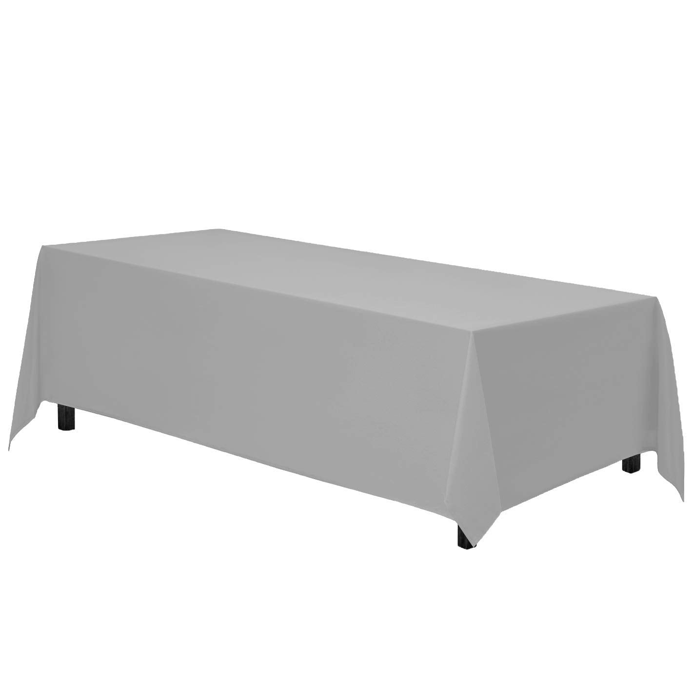 Gee Di Moda rectangle tablecloth in silver laid flat for a clean, modern party look.