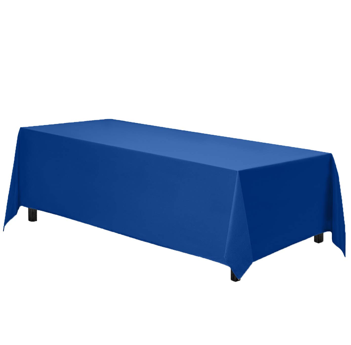 Gee Di Moda royal blue rectangle tablecloth drapes a 6-foot table for a polished look