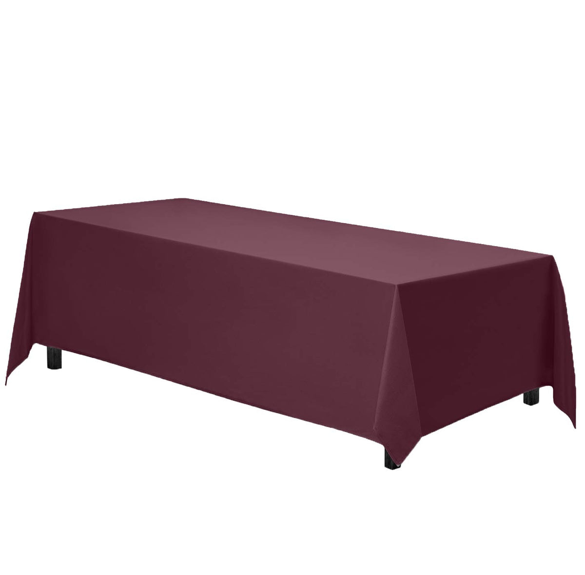 Gee Di Moda rectangle burgundy tablecloth with 90x156 drop for an elegant dining setup