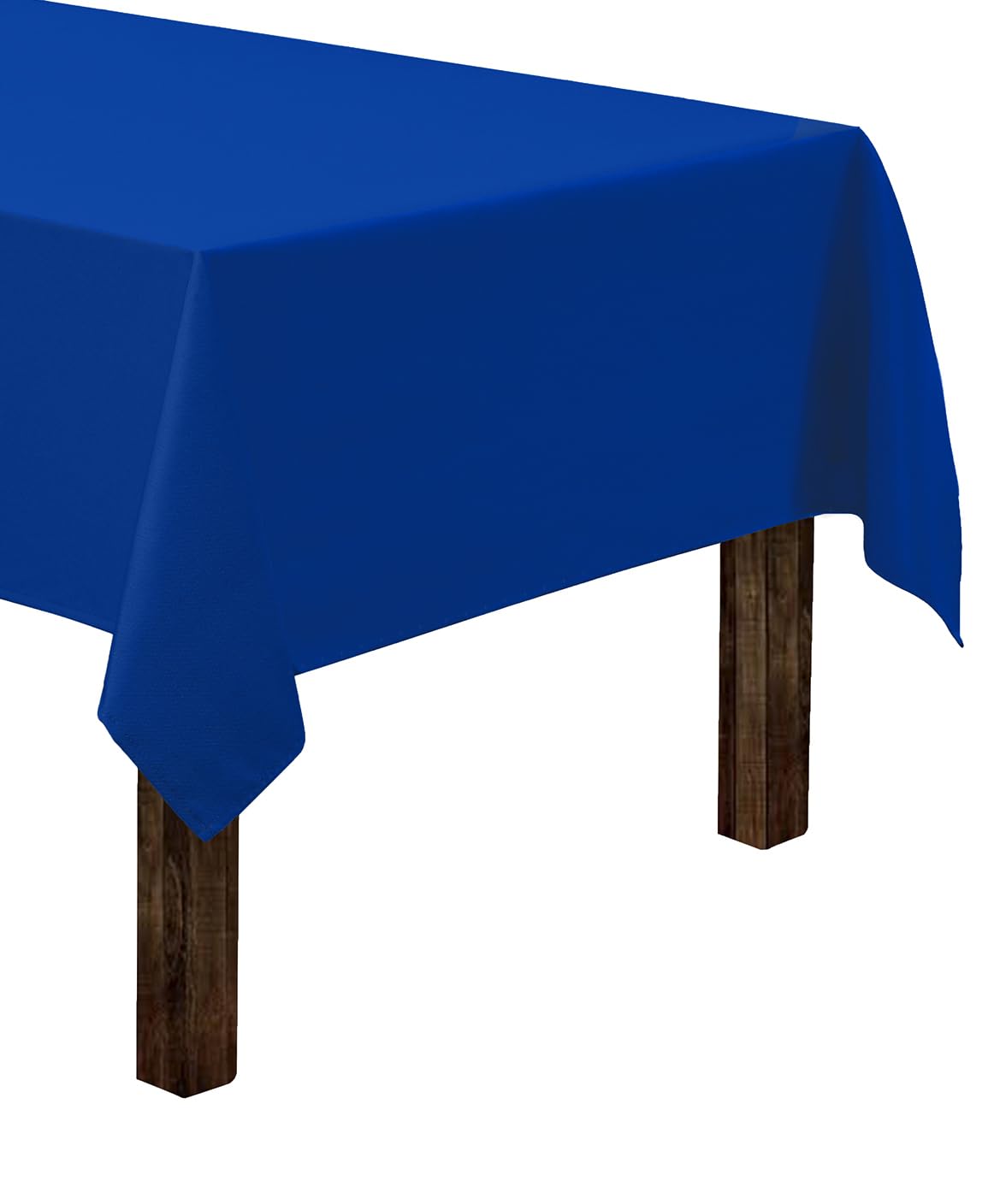 Gee Di Moda royal blue rectangle tablecloth on a 60x84-inch table with elegant drop.