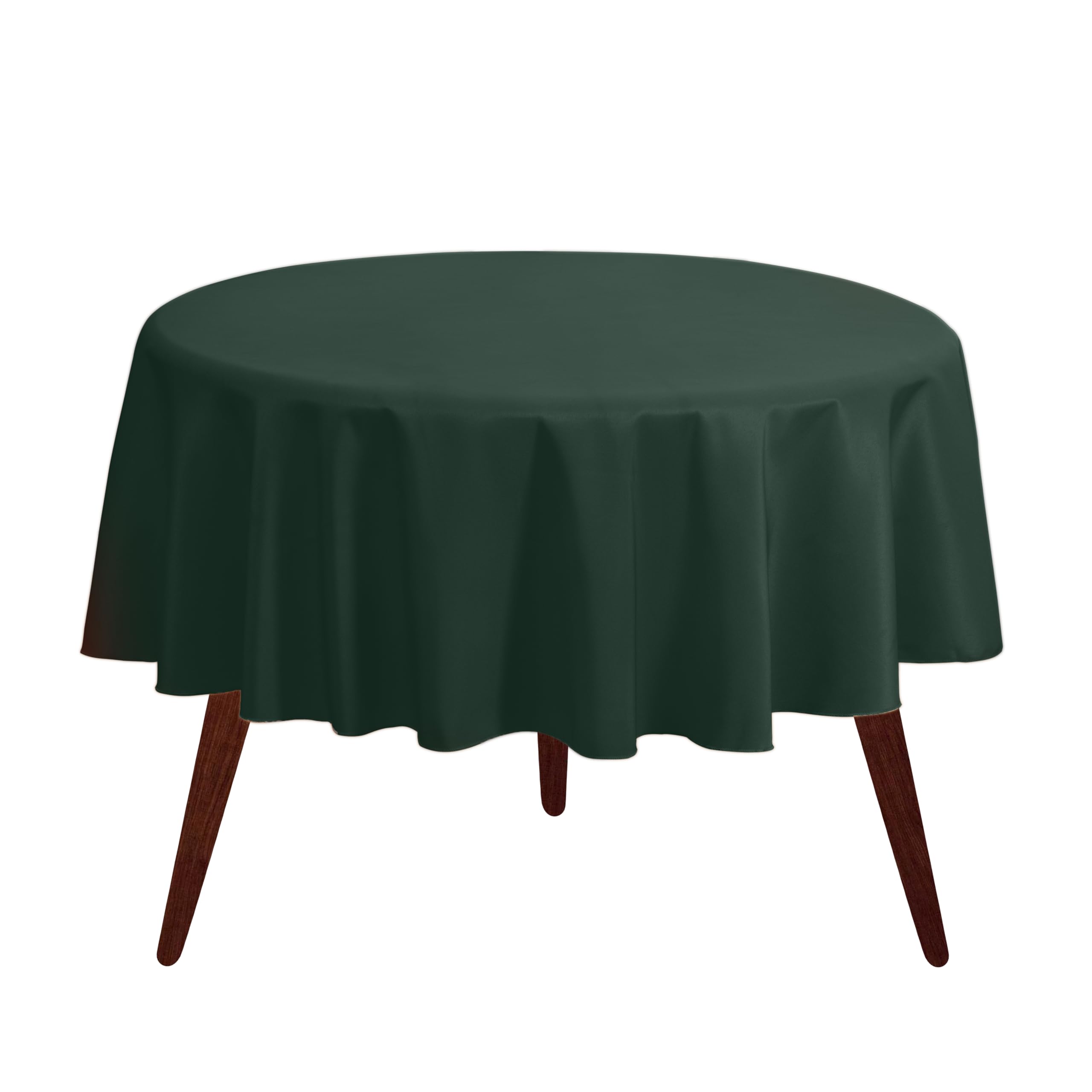 Gee Di Moda round tablecloth on a hunter green table setup for a formal dining scene