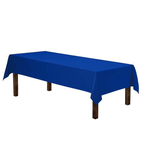Gee Di Moda royal blue tablecloth on a 5-foot table for versatile gatherings.