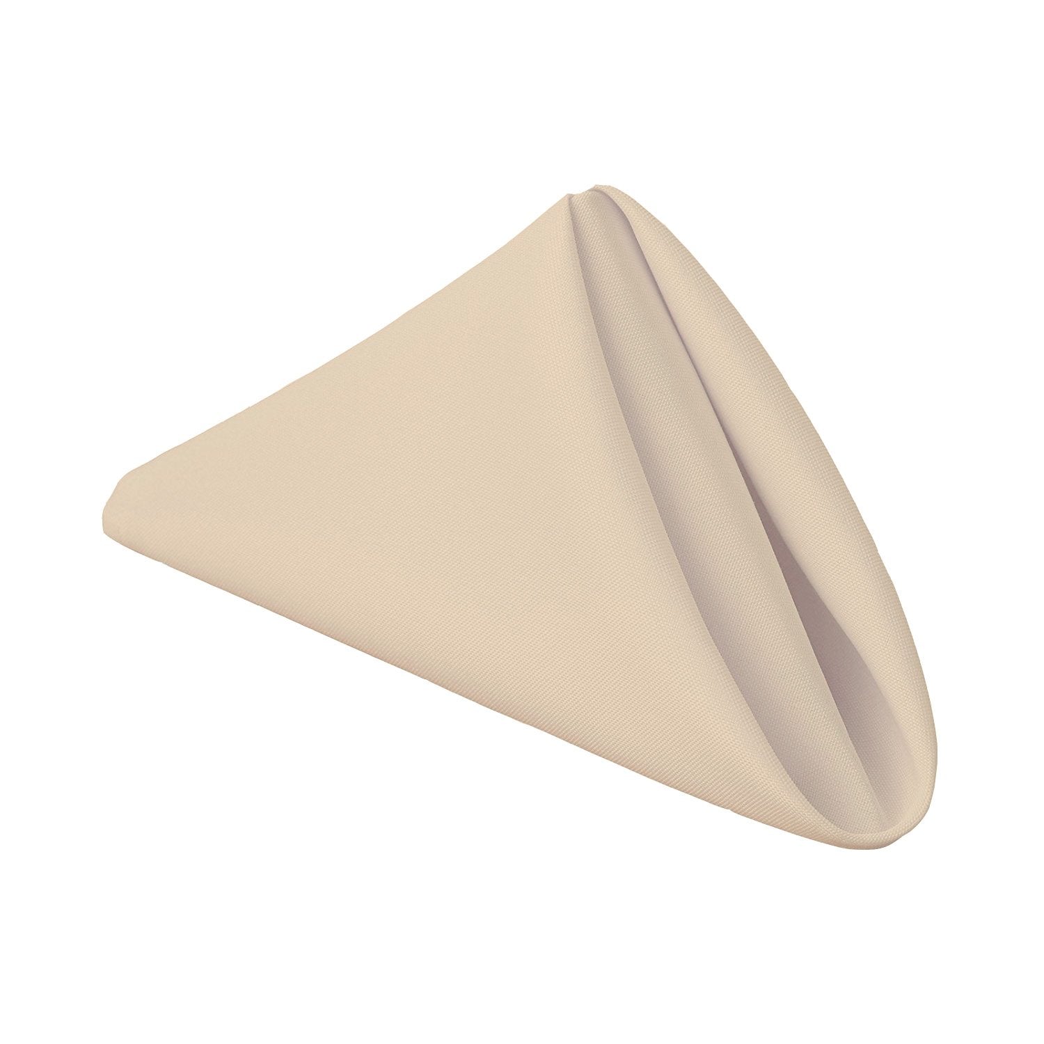 Gee Di Moda beige polyester napkins for weddings and elegant table settings.