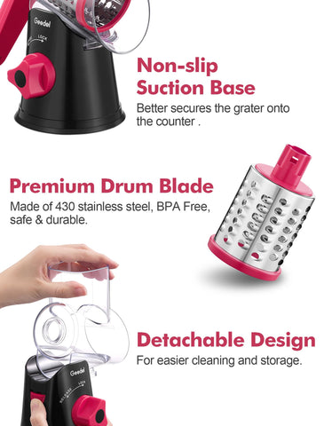 Geedel clear barrel shows shaved contents as you grate.