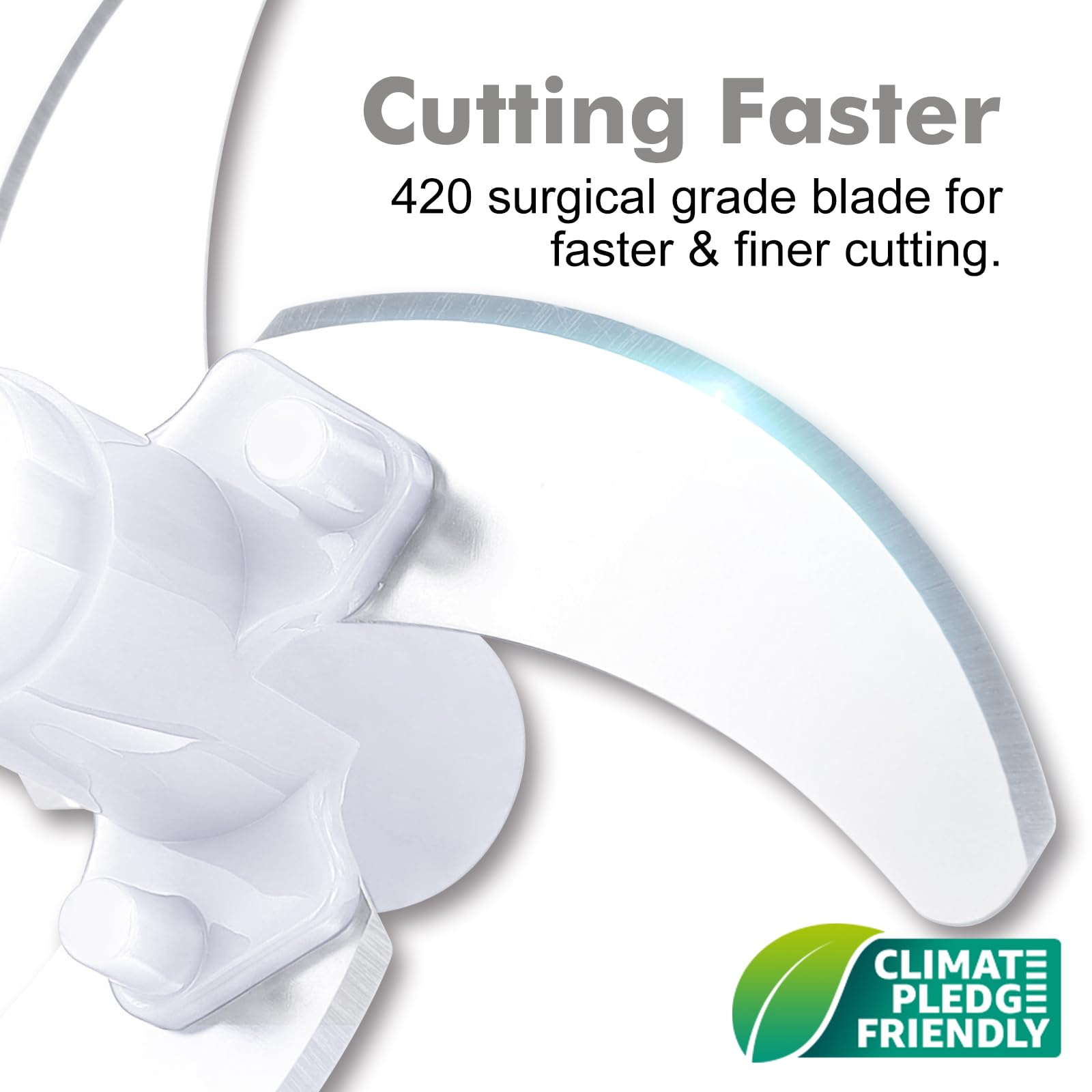Geedel blades close-up highlights surgical-grade steel for precise chopping.