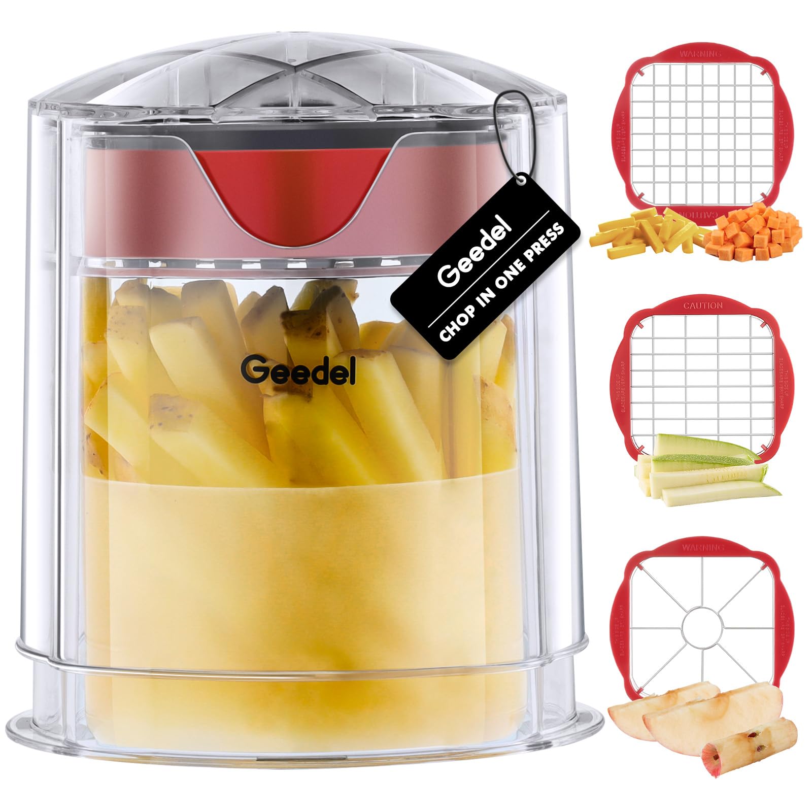 Geedel French Fry Cutter in action delivering quick, evenly sliced fries
