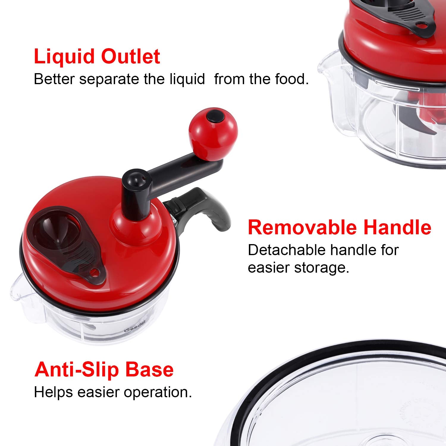 Geedel multi-use chopper ideal for onions, garlic, meat, pesto, and more.