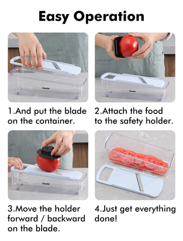 Geedel mandoline is dishwasher-safe for quick cleanup.