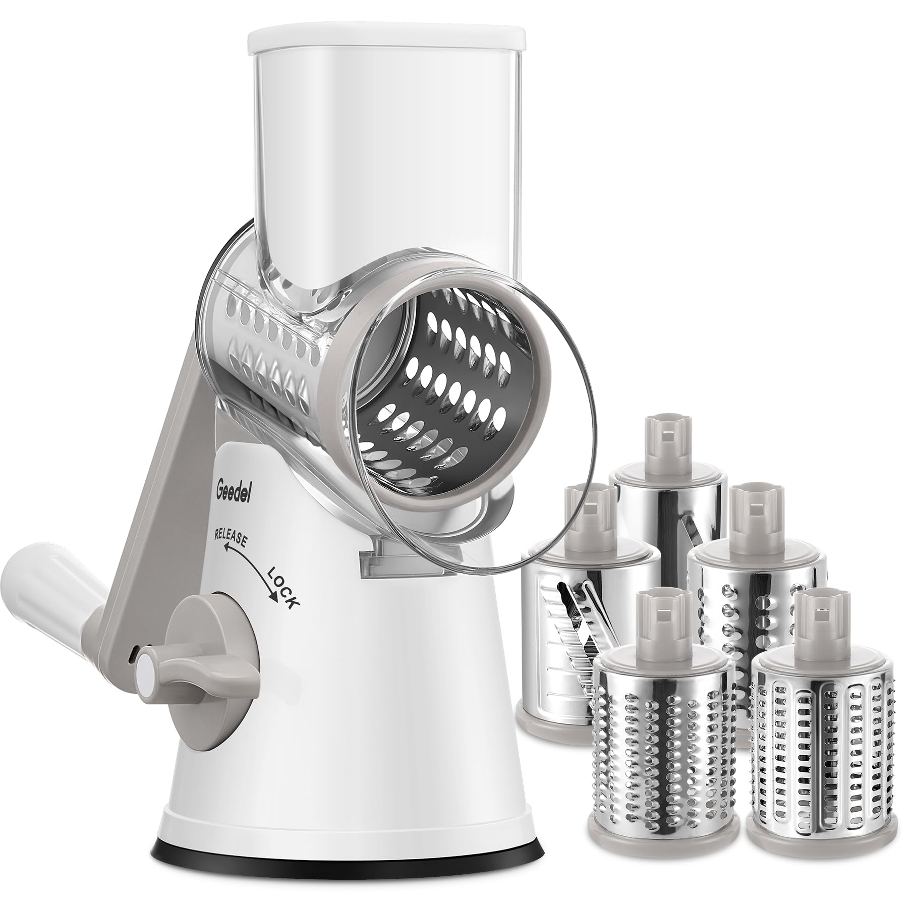 Geedel rotary cheese grater with strong base suction for stable shredding