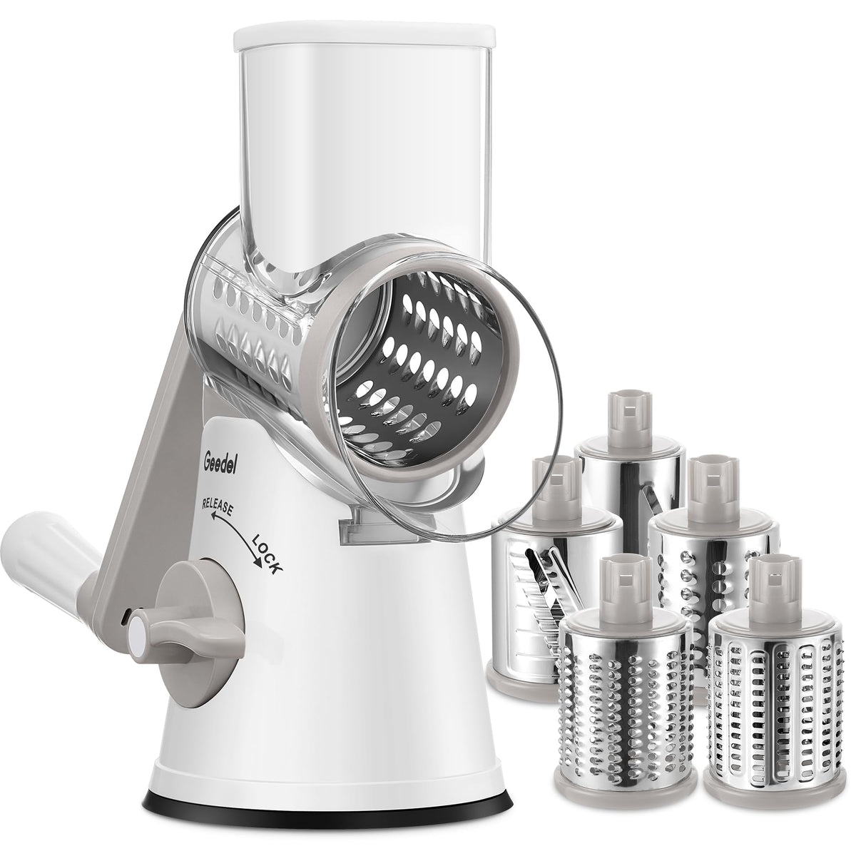 Geedel rotary cheese grater with strong base suction for stable shredding