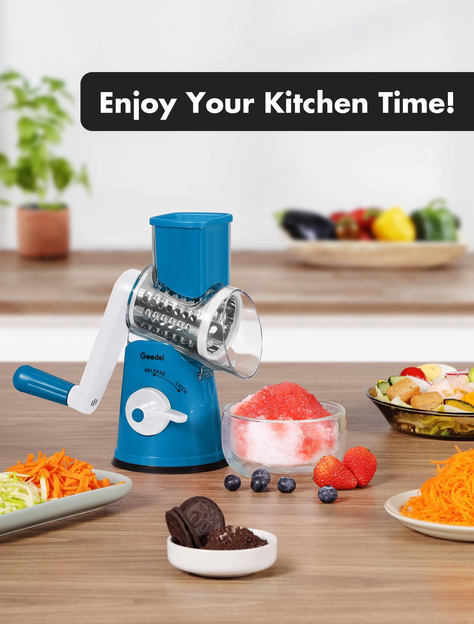 Compact Geedel grater with detachable components for storage