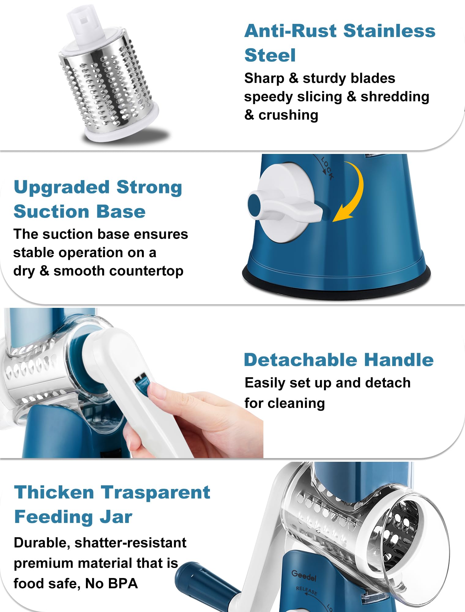 Premium ABS BPA-free Geedel grater for safe food prep