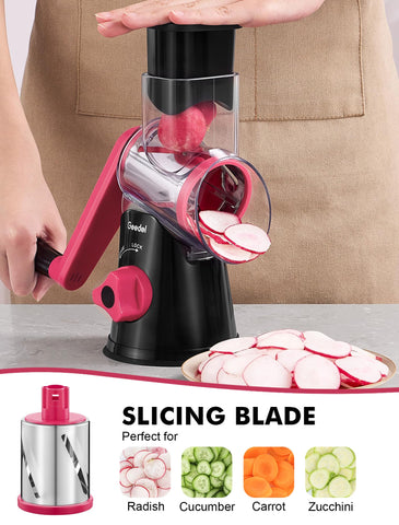 Geedel rotary grater blade shredding for quick cheese and nuts grating.