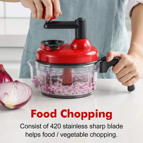 Geedel safety design chopper with touch-free blade handling for safer chopping.
