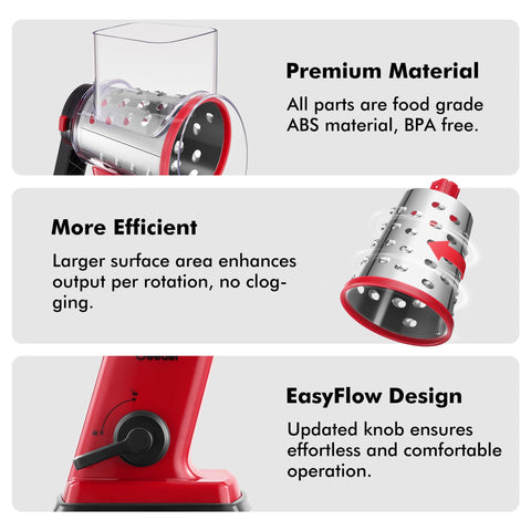 Geedel suction base keeps the grater stable on countertops.