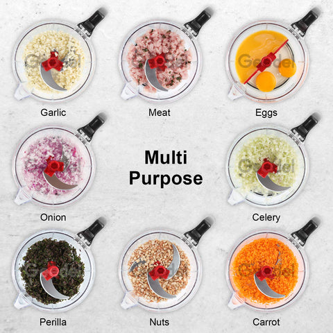 Geedel three-cups capacity provides ample space for chopped ingredients.