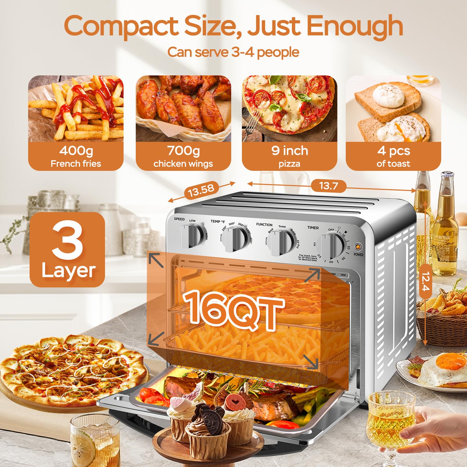 Geek Chef 16QT interior view showing large cavity for multiple dishes