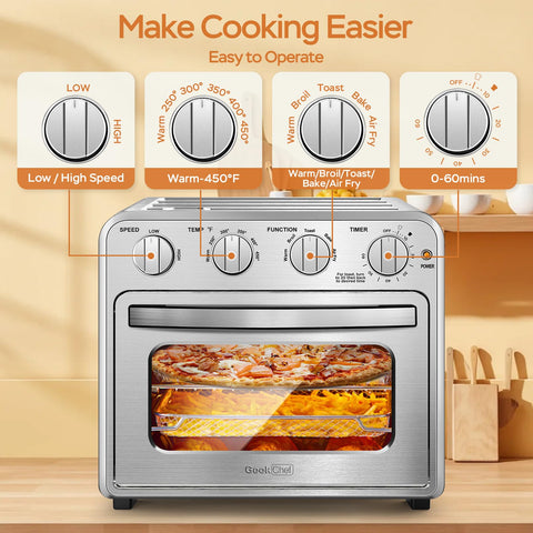 Geek Chef air fryer basket and wire rack ready for crisp results