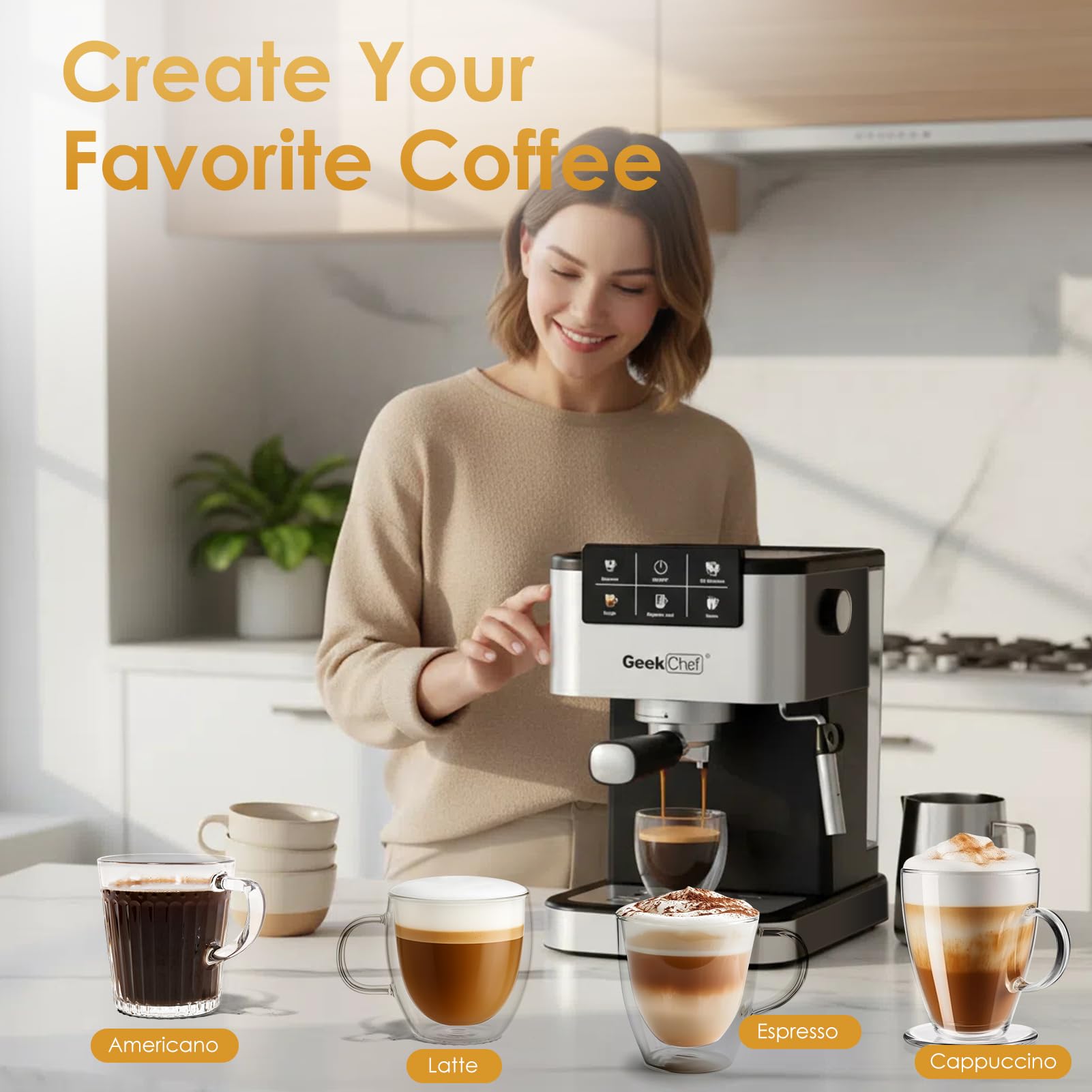 Geek Chef compact design fits neatly on a kitchen counter