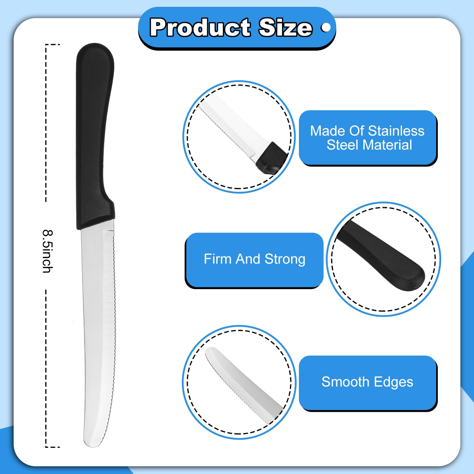 Geelin 8.5-inch round-tip steak knife ideal for precise cuts at home or restaurant settings
