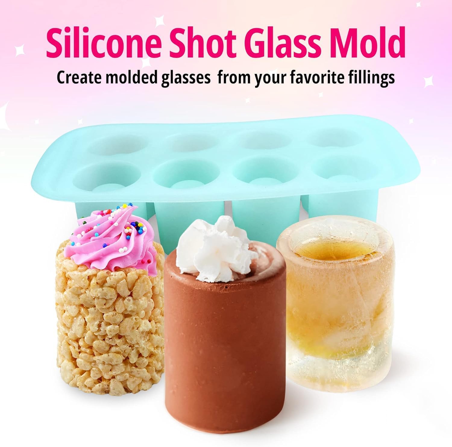 GEEOOLLAH edible shot-glass mold for chocolate and candy cups, ready to pop out.