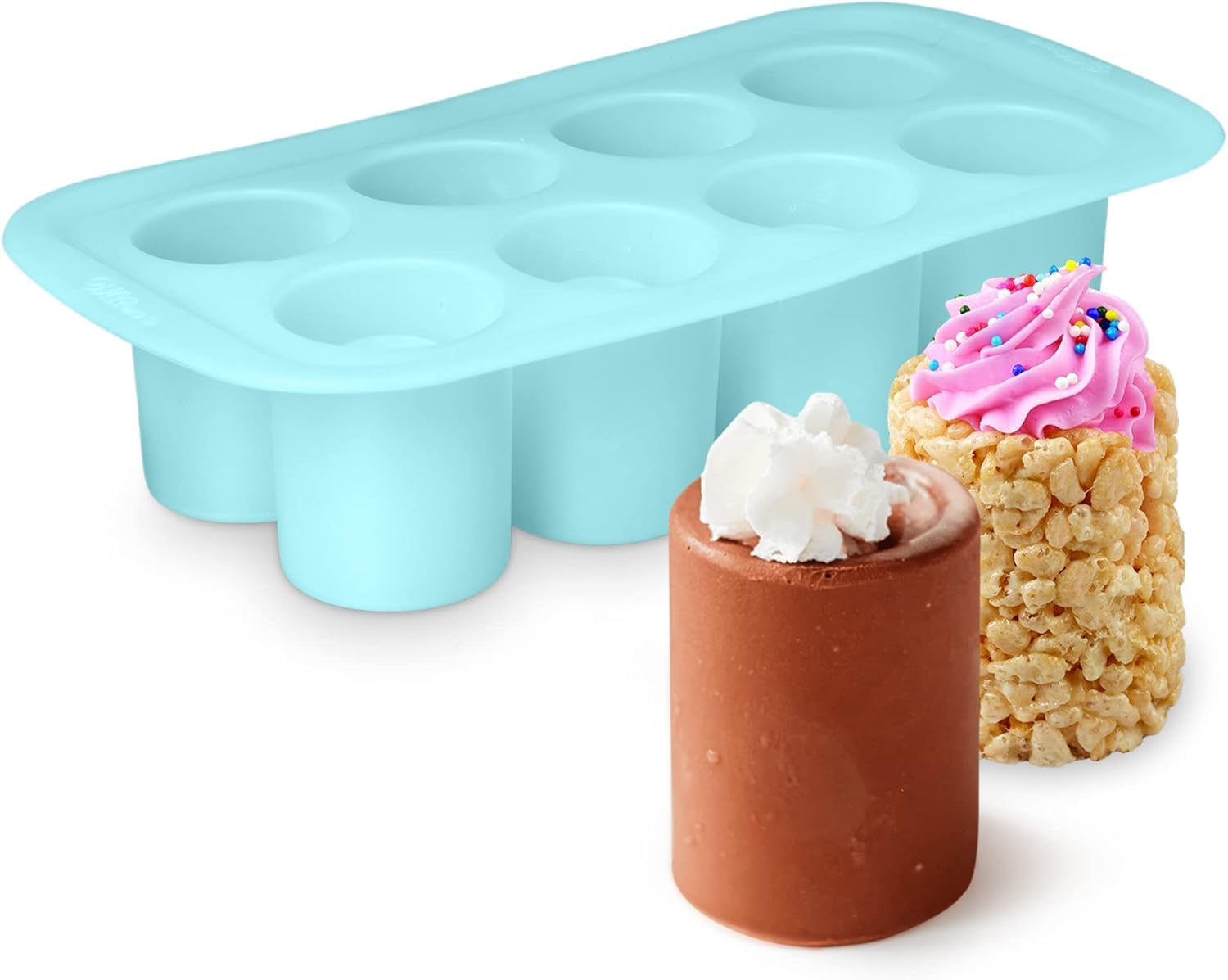 GEEOOLLAH silicone shot glass mold, 8 cavities, easy-release edible cups.