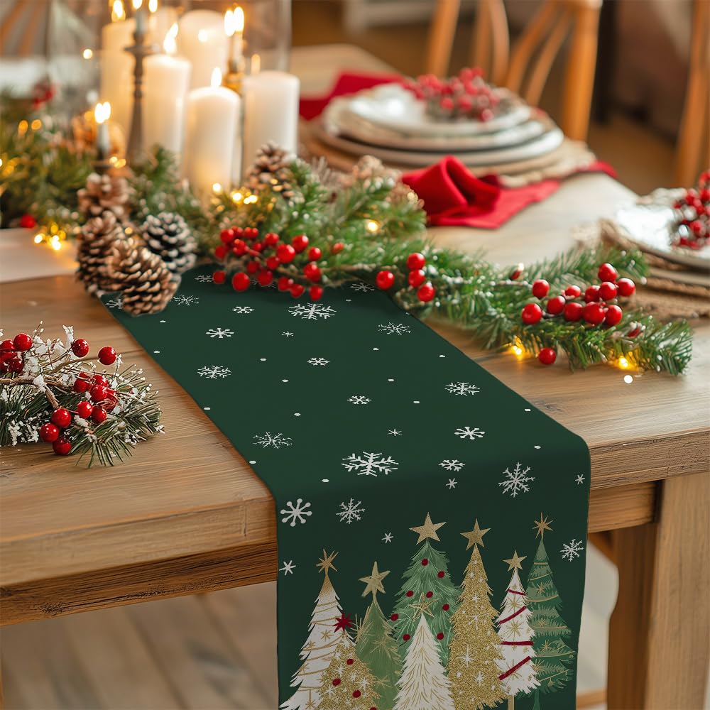 GEEORY burlap-look runner in durable spun polyester