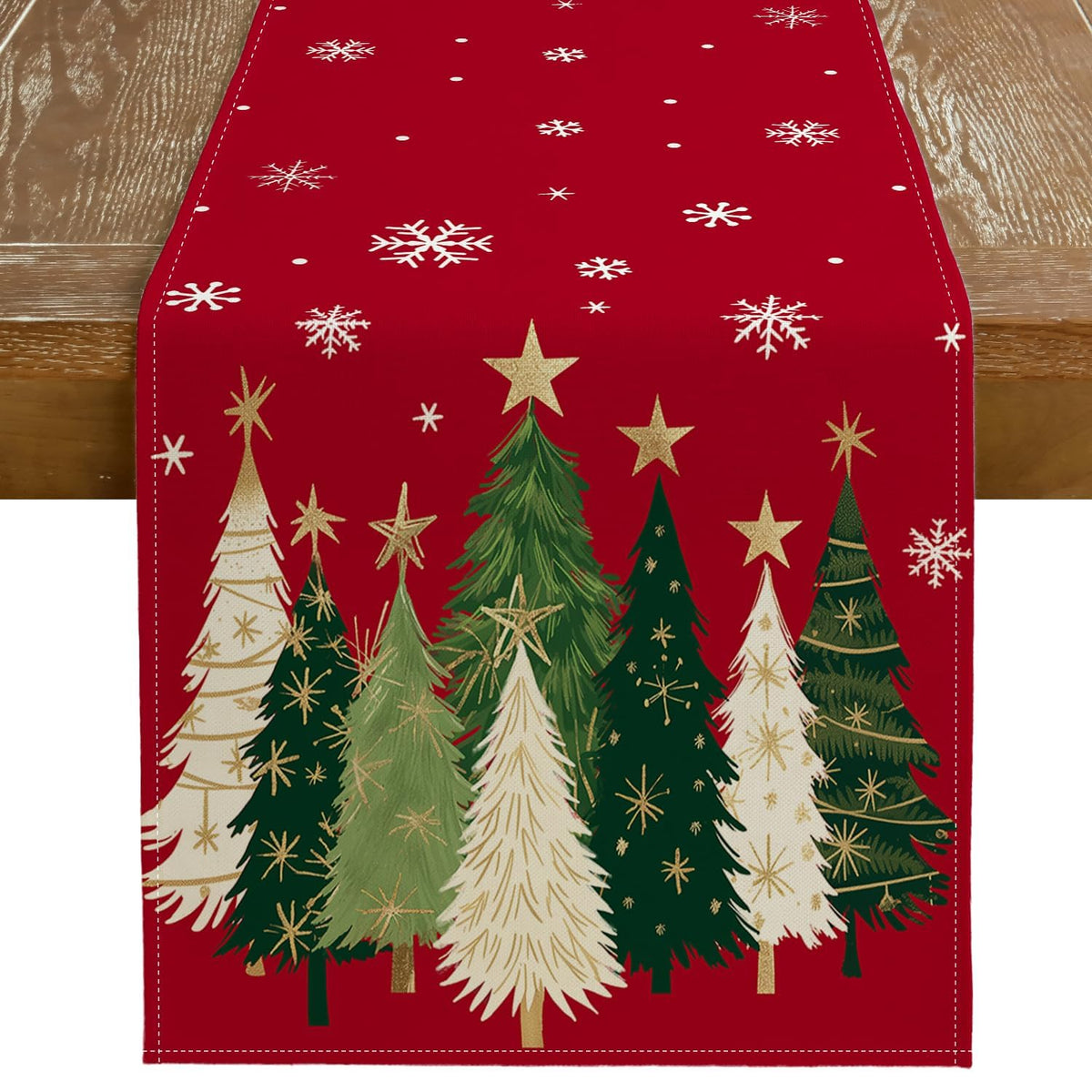 GEEORY Christmas table runner in red for 13x90 inch tables, festive centerpiece option.