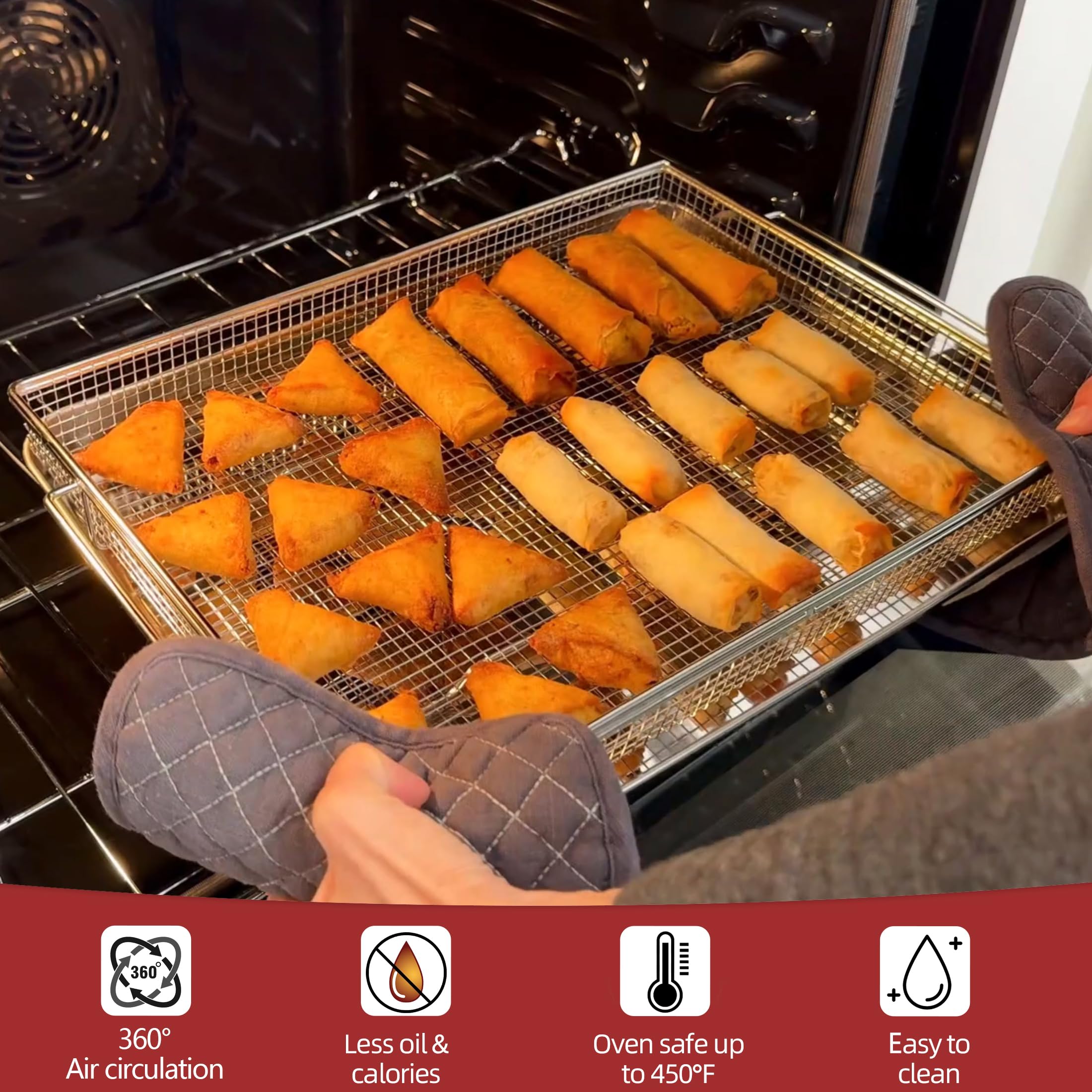 Geesta dishwasher-safe tray simplifies post-cook cleanup.