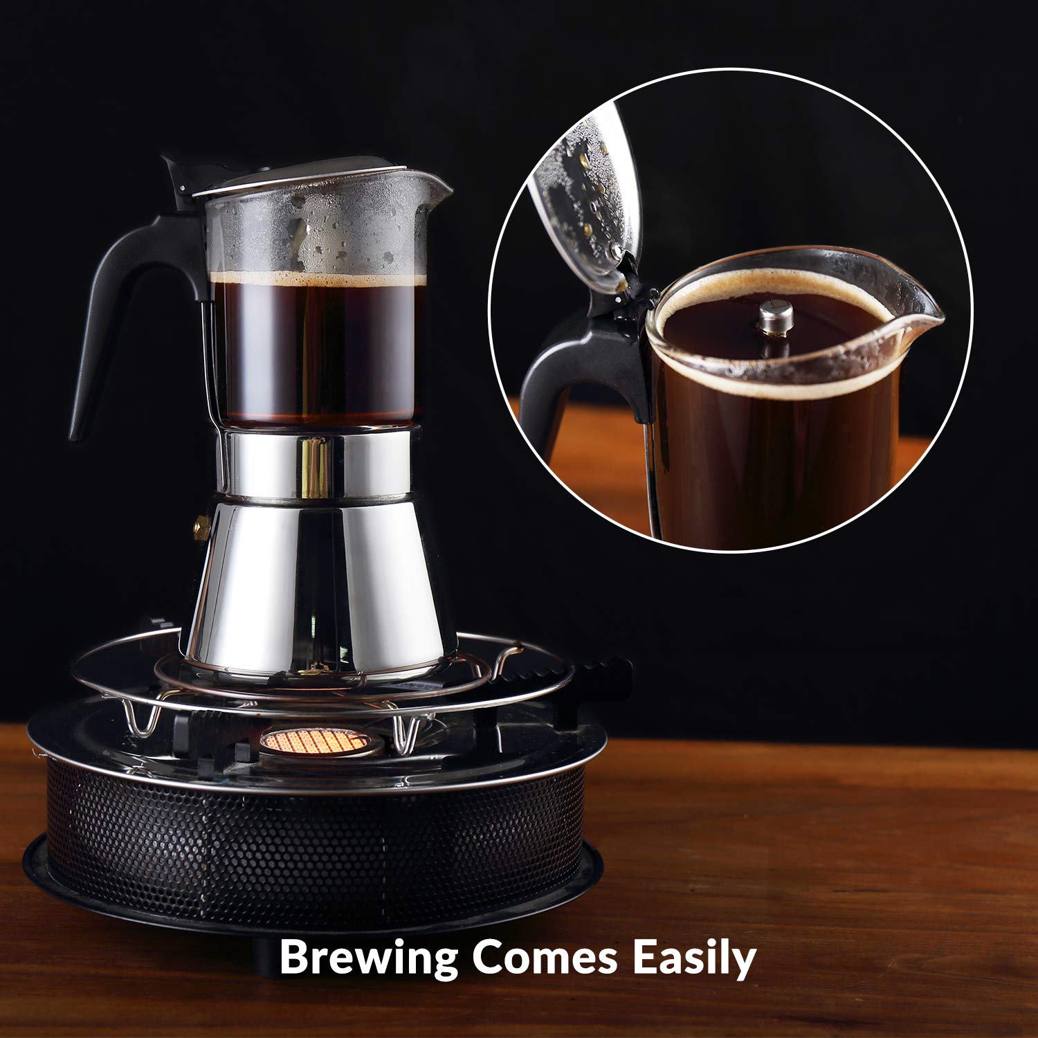 Geesta Moka pot 4-cups configuration shown in compact design
