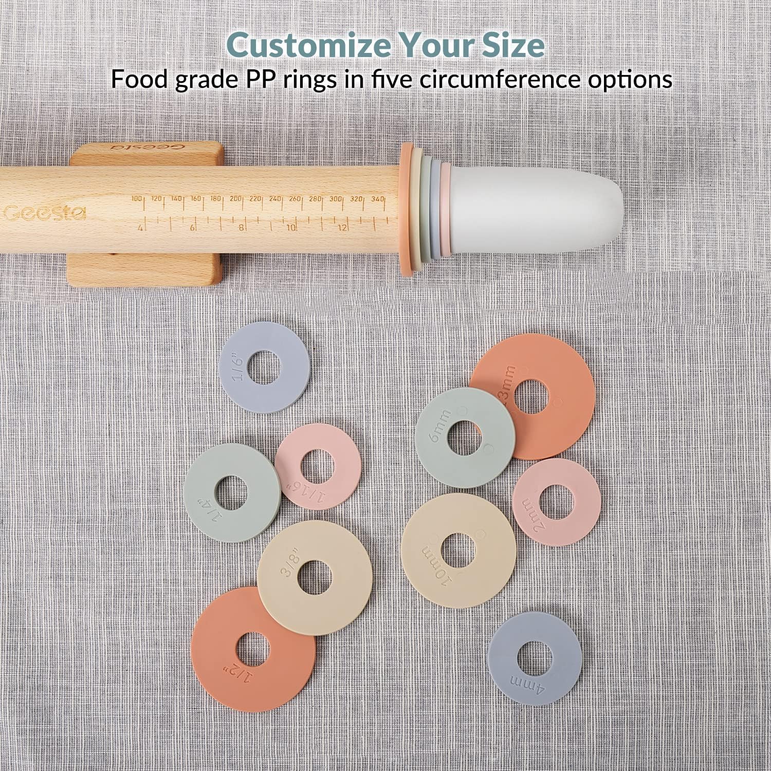 Geesta rolling pin rings enhance baking setup, making dough handling and rolling more efficient.