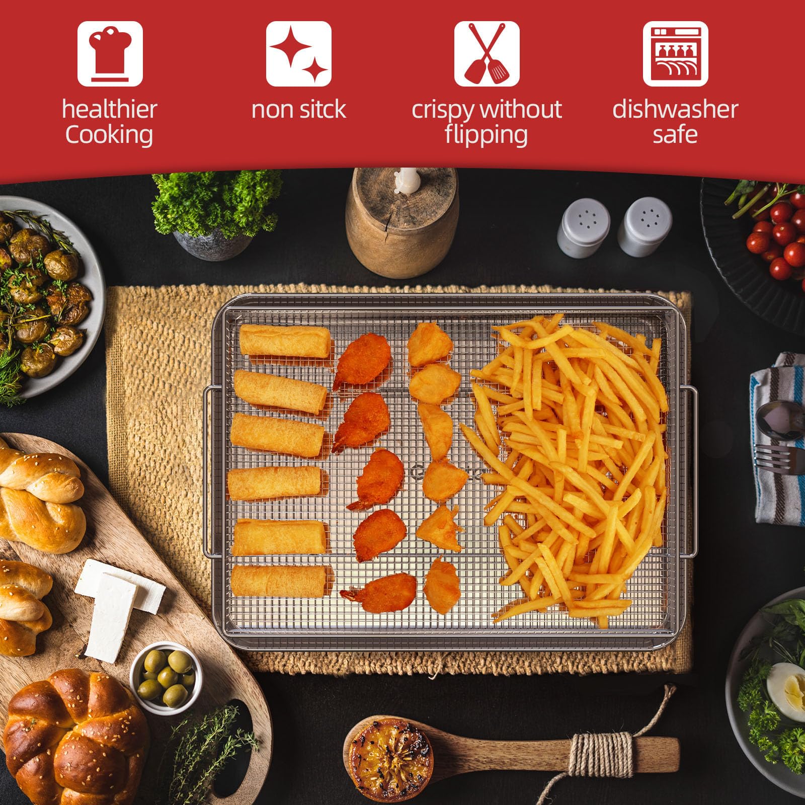 Geesta two-piece oven accessory set fits standard ovens.