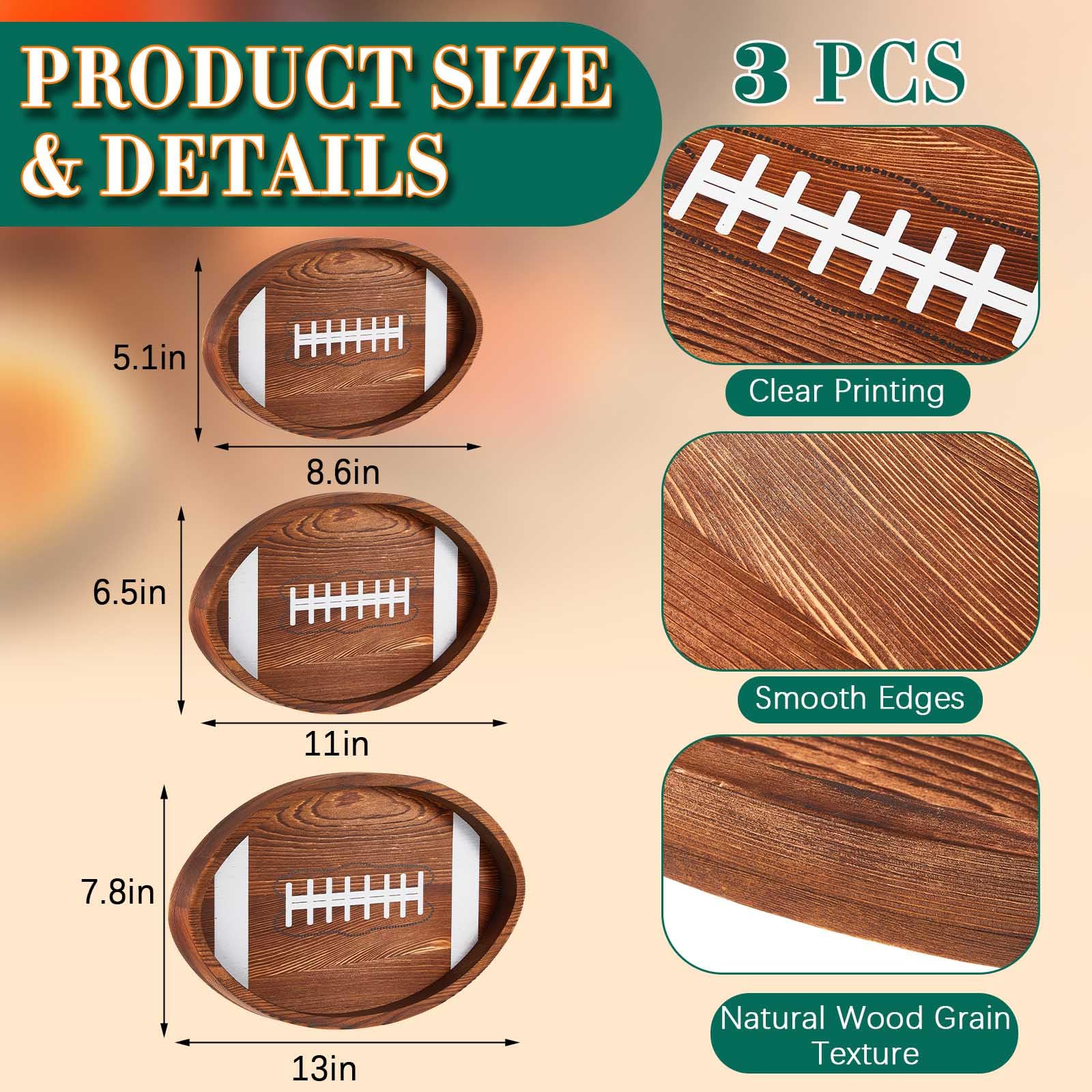 Geetery football serving tray in 11-inch size on table for snacks and chips