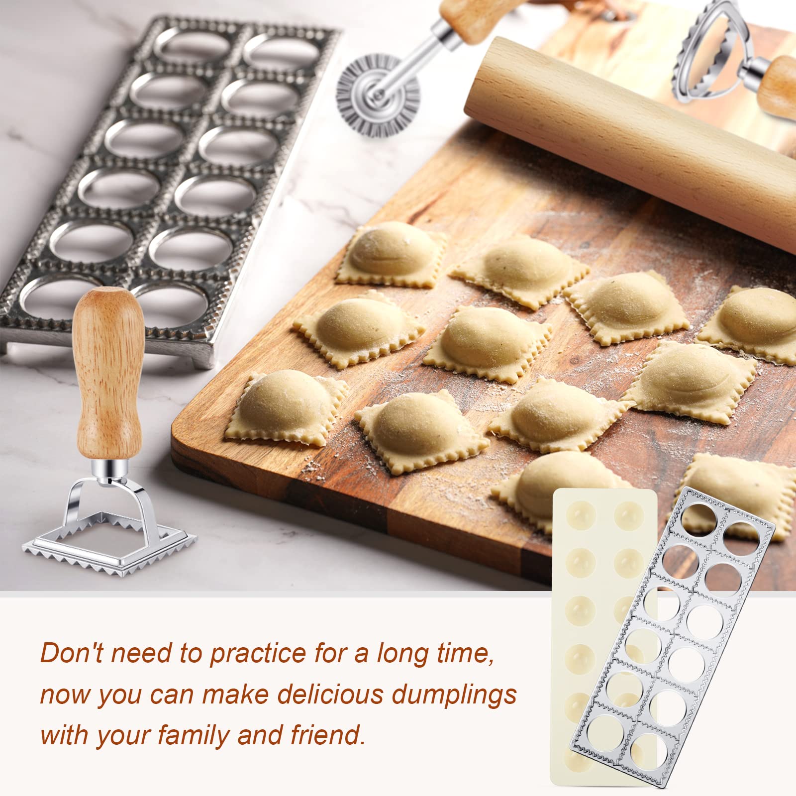 Geetery pasta wheel cutter trims and seals dough.
