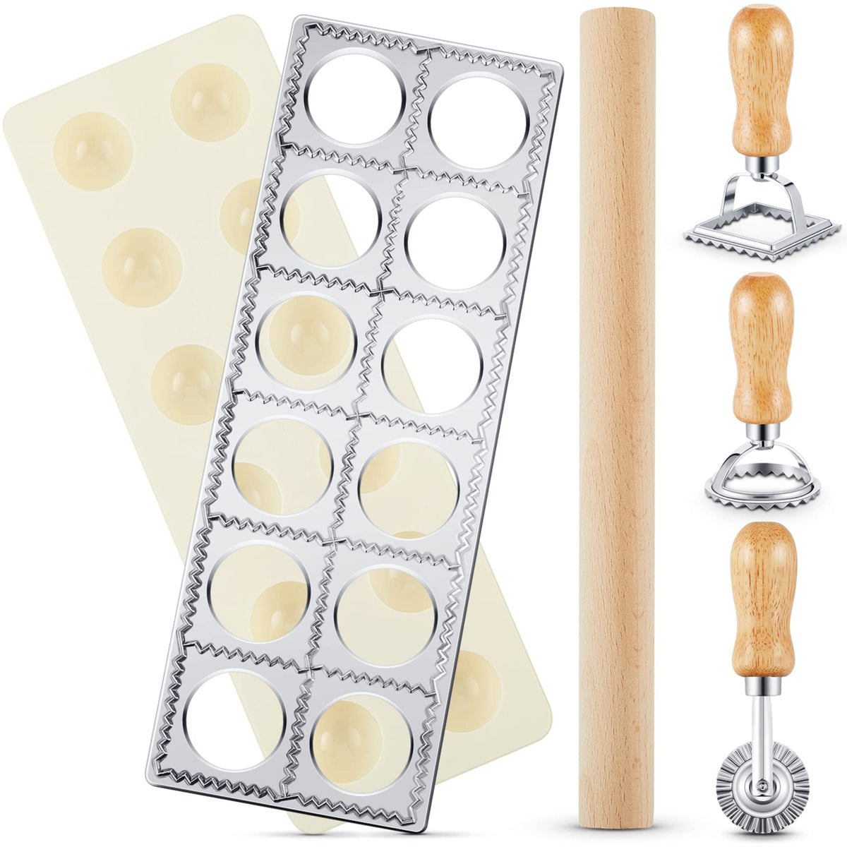Geetery 12-hole ravioli mold for uniform portions.
