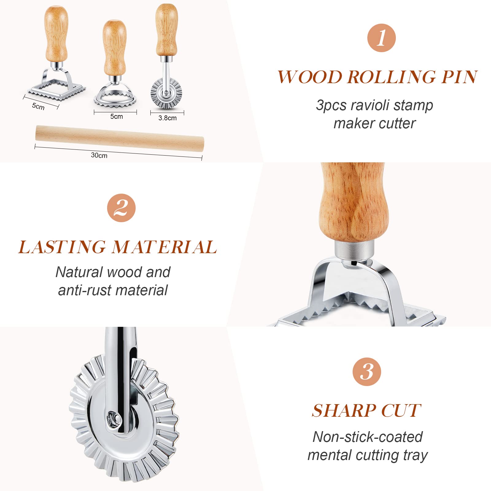 Geetery round ravioli cutter creates precise circular shapes.