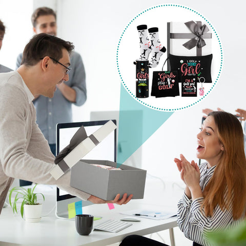 Geiserailie gift box packaging for a complete golf gift set