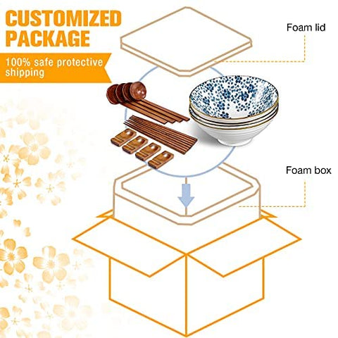 Geiserailie set of 4 bowls suits ramen, udon, soups, and salads