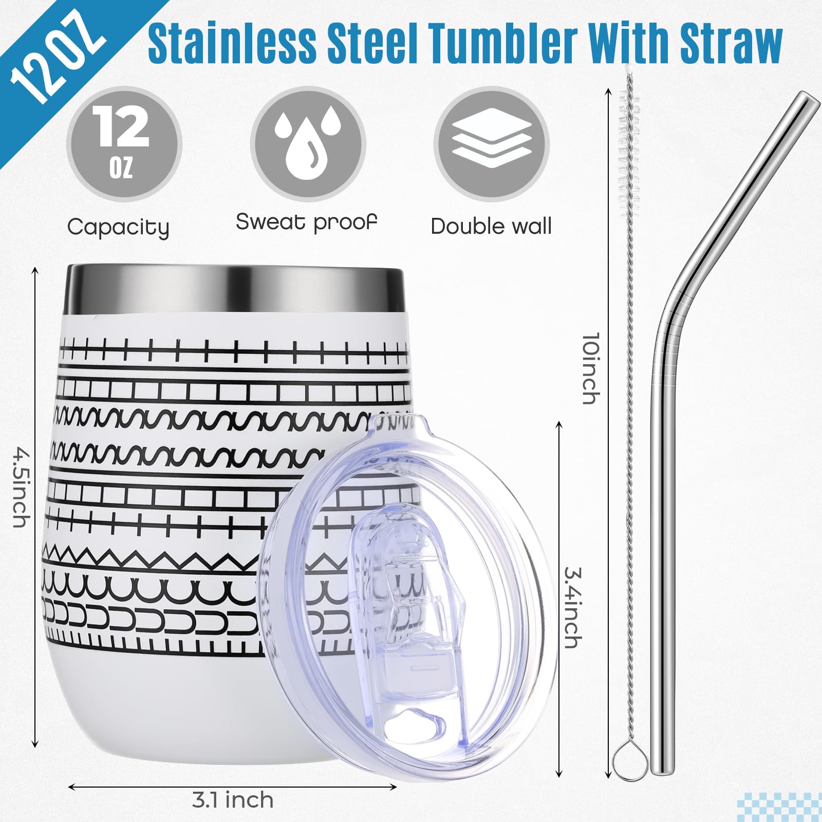 Geiserailie stainless steel tumbler with lid and straw in white, ideal for on-the-go hydration.
