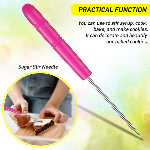 Geiserailie bright sugar stirring pins add color during mixing.