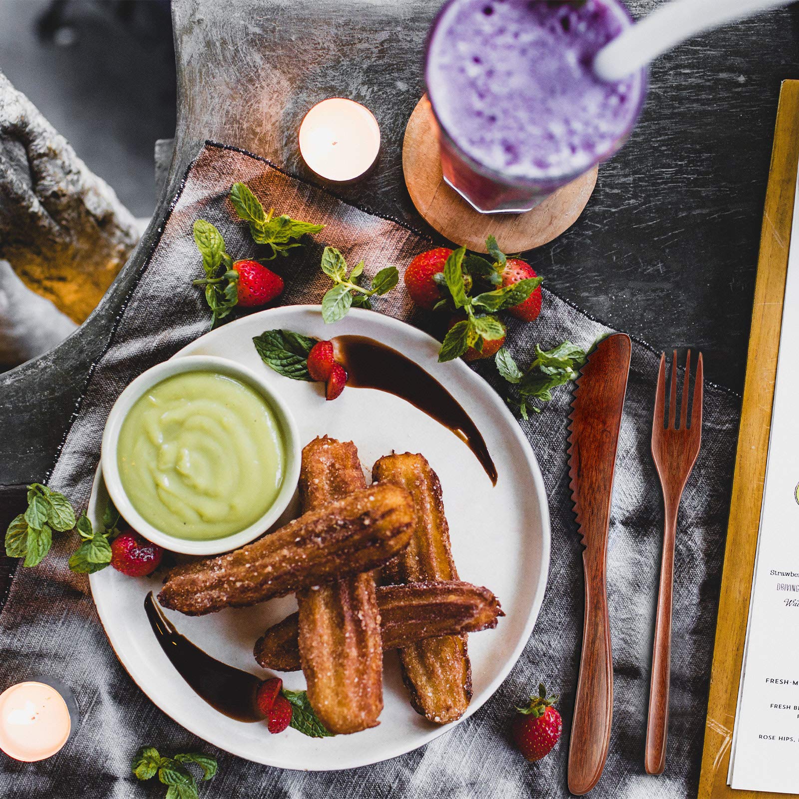 Geiserailie wooden utensils in kitchen display highlighting natural grain