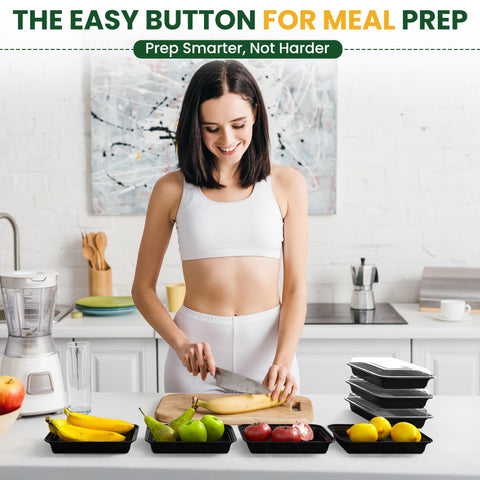 Geisoun black 50-pack meal containers ideal for bulk meal prep