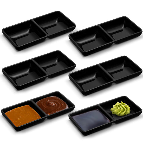 Gejoy dual dipping sauce bowls with two compartments for two sauces at once.