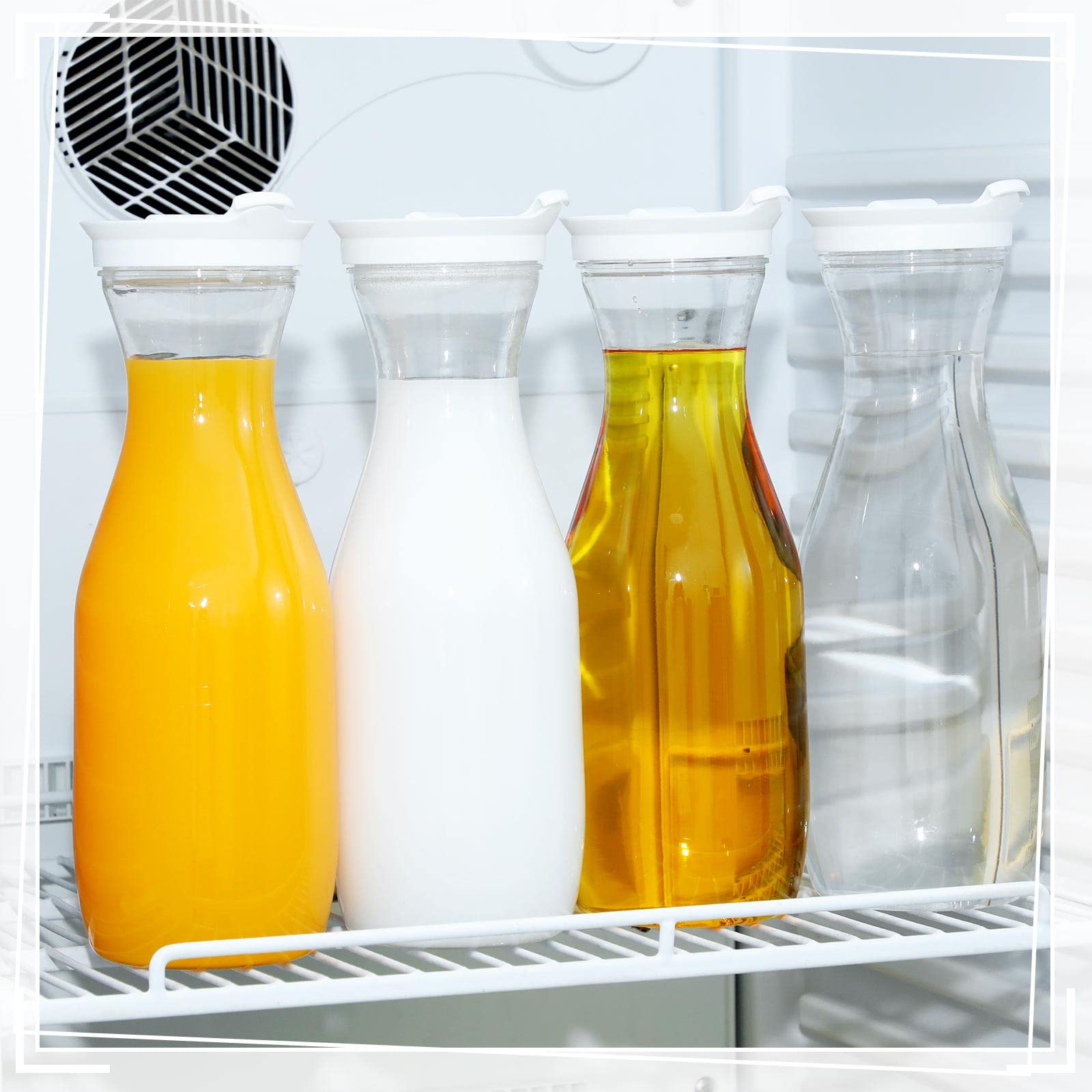 Gejoy reusable plastic pitcher for home, school, and cafe use.