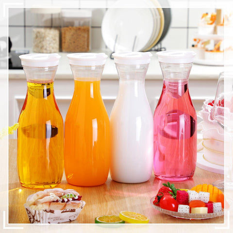 Gejoy juice pitcher 32oz clear ideal for iced tea and lemonade.